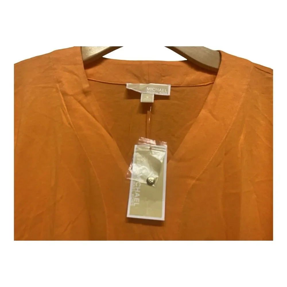 Michael Kors Nectarine Tie-Front Blouse w Button Accents NWT Size Small Women's